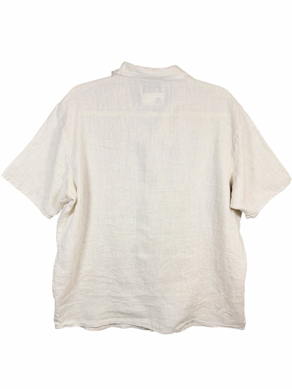 FLAX Natural 100% Linen Relaxed Short Sleeve Button Front Camp Shirt Small - Picture 3 of 12